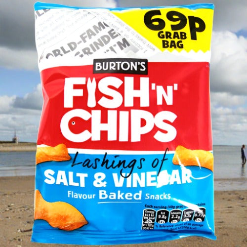 Burton's Fish 'n' Chips Lashings of Salt & Vinegar Flavour Snack Biscuits 40g Single