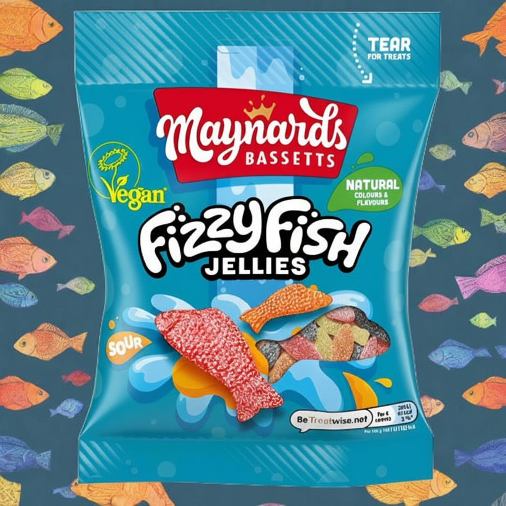 Maynards Bassetts Soft Jellies Fizzy Fish Sweets Bag 130g £1.25 PMP