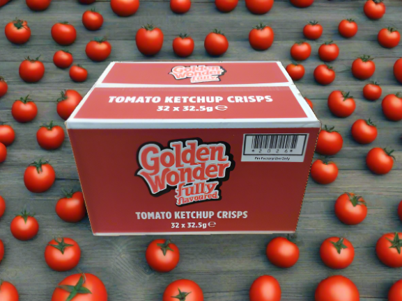Golden Wonder Tomato Ketchup Crisps 32.5g 32 Pack