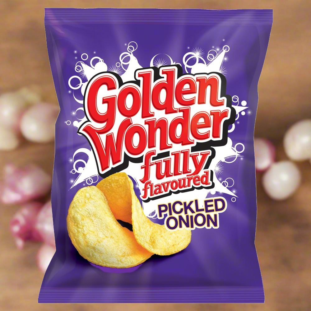 Golden Wonder Pickled Onion Crisps 32.5g Single Packet