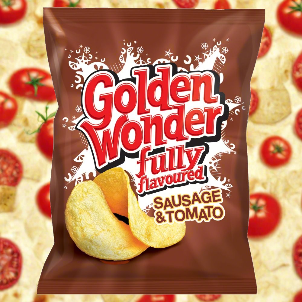 Golden Wonder Sausage And Tomato Crisps 32.5g Single Packet