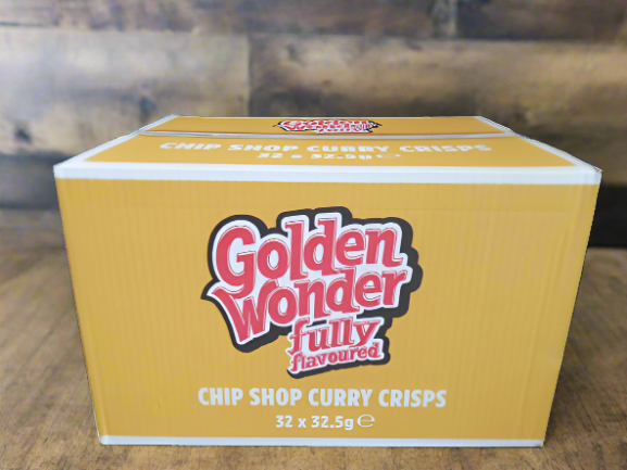 Golden Wonder Fully Flavoured Chip Shop Curry Flavour Crisps 32.5g Full Box 32 Pack