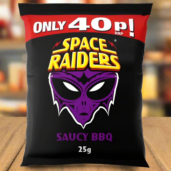 Space Raiders Saucy BBQ Snacks 25g Full Box (36 Pack)