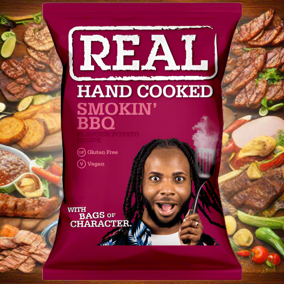Real Hand Cooked Crisps Smokin BBQ 35g Single Packet
