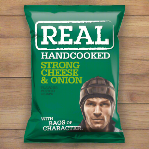 Real Hand Cooked Strong Cheese & Onion Flavour 35g Single Packet