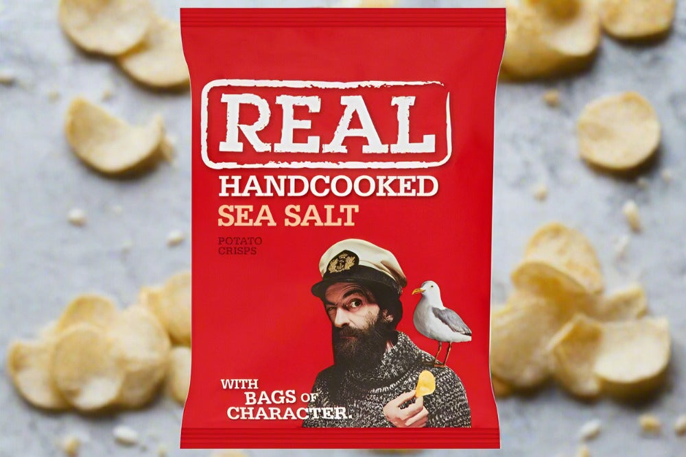 Real Hand cooked Sea Salt Crisps 35g Full Box (24 Pack)