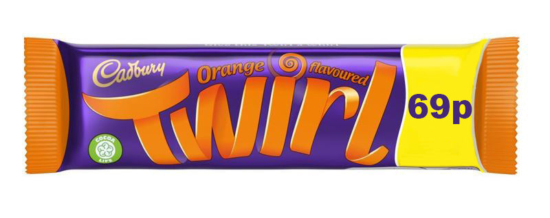 Cadbury Twirl Orange Flavoured Chocolate Bar 69p 43g