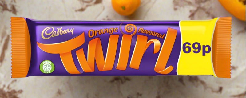 Cadbury Twirl Orange Flavoured Chocolate Bar 69p 43g