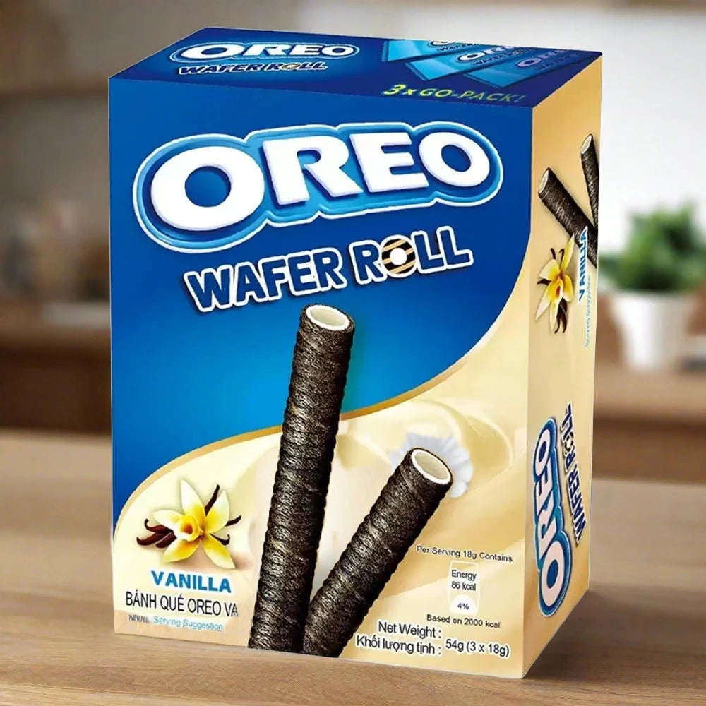 Oreo Vanilla Cream Filled Wafer Rolls 54g