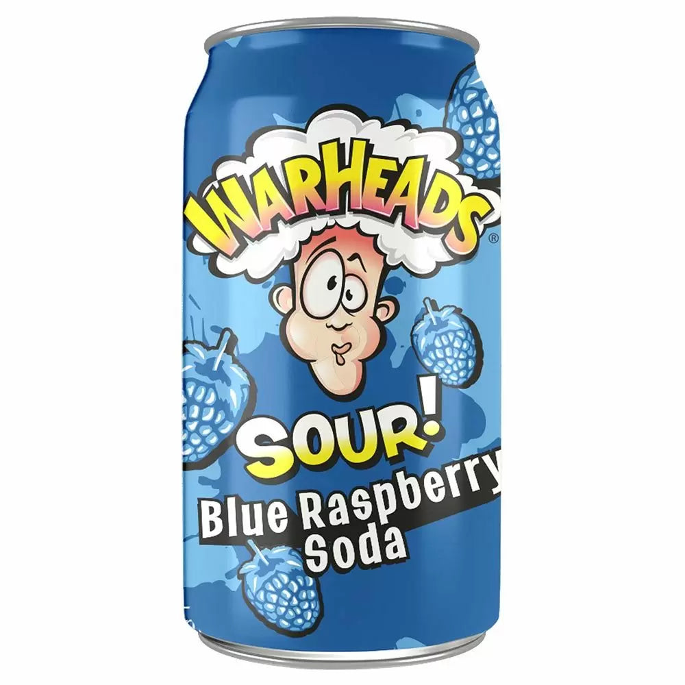 Warheads Sour Blue Raspberry Soda Cans 355ml