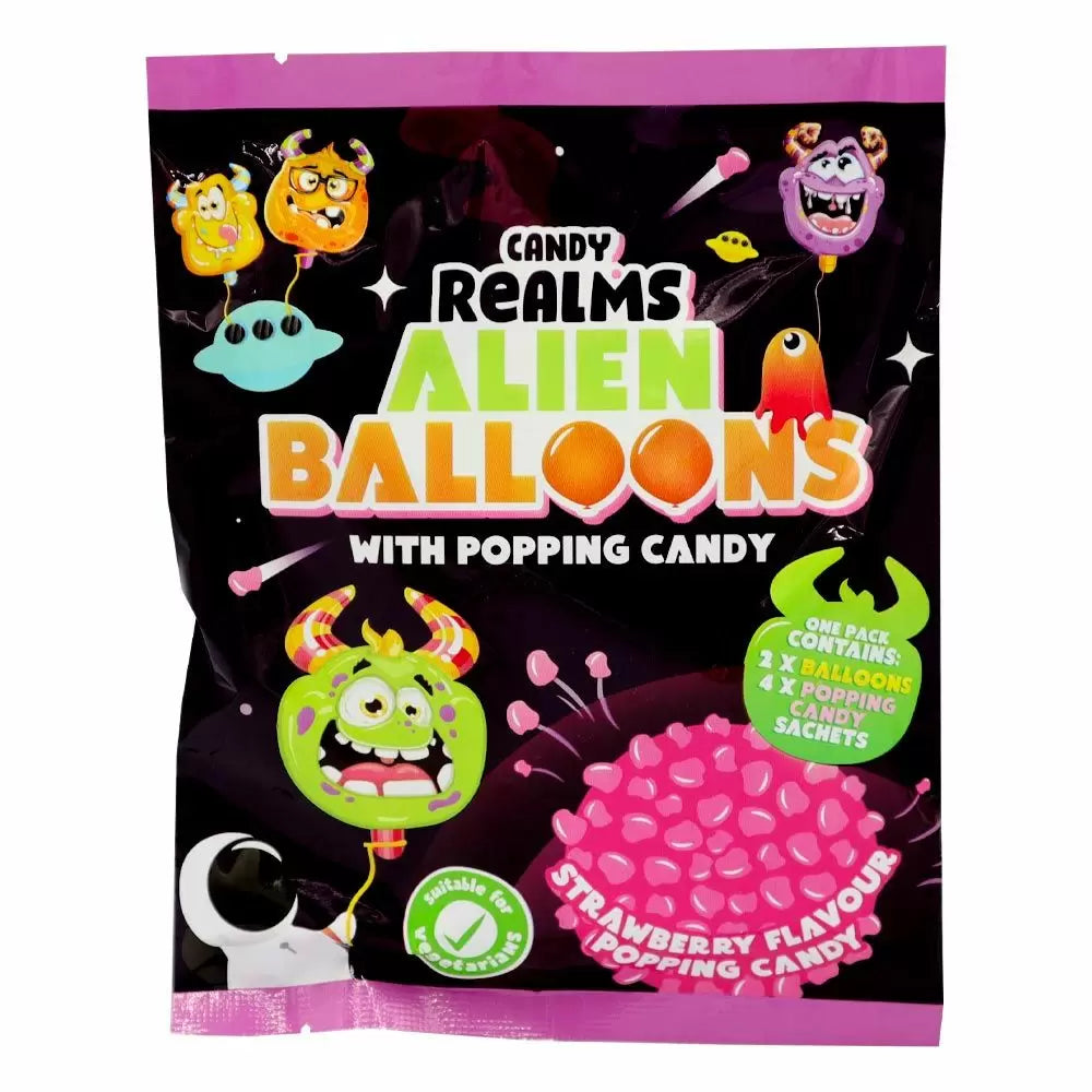 Candy Realms Alien Balloons & Popping Candy Pack 8g