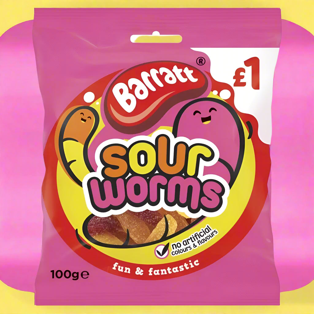 Barratt Fun & Fantastic Sour Worms 100g £1 PMP