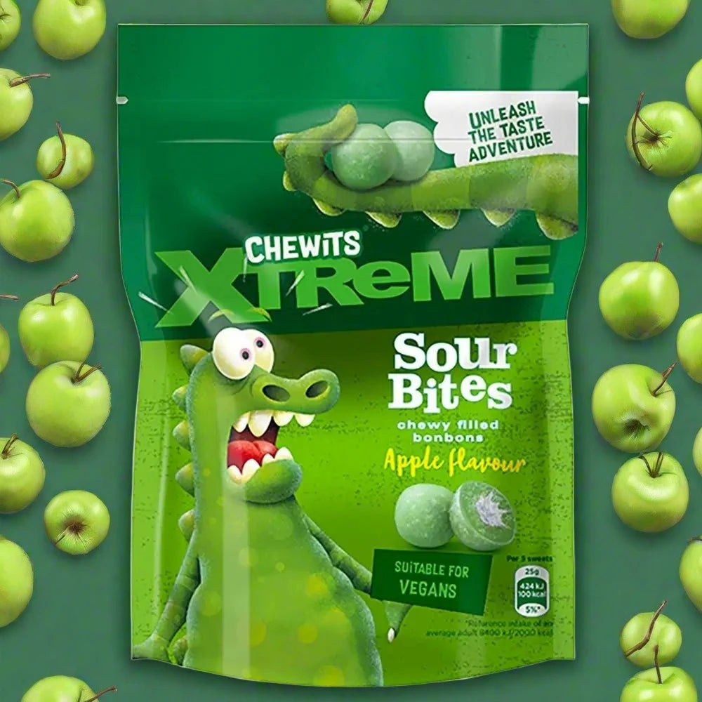 Chewits Xtreme Sour Bites Apple & Lemon Flavour 115g