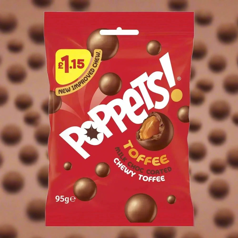 Poppets Milk Chocolate Coated Chewy Toffee Treat Bag 95g £1.15 PMP