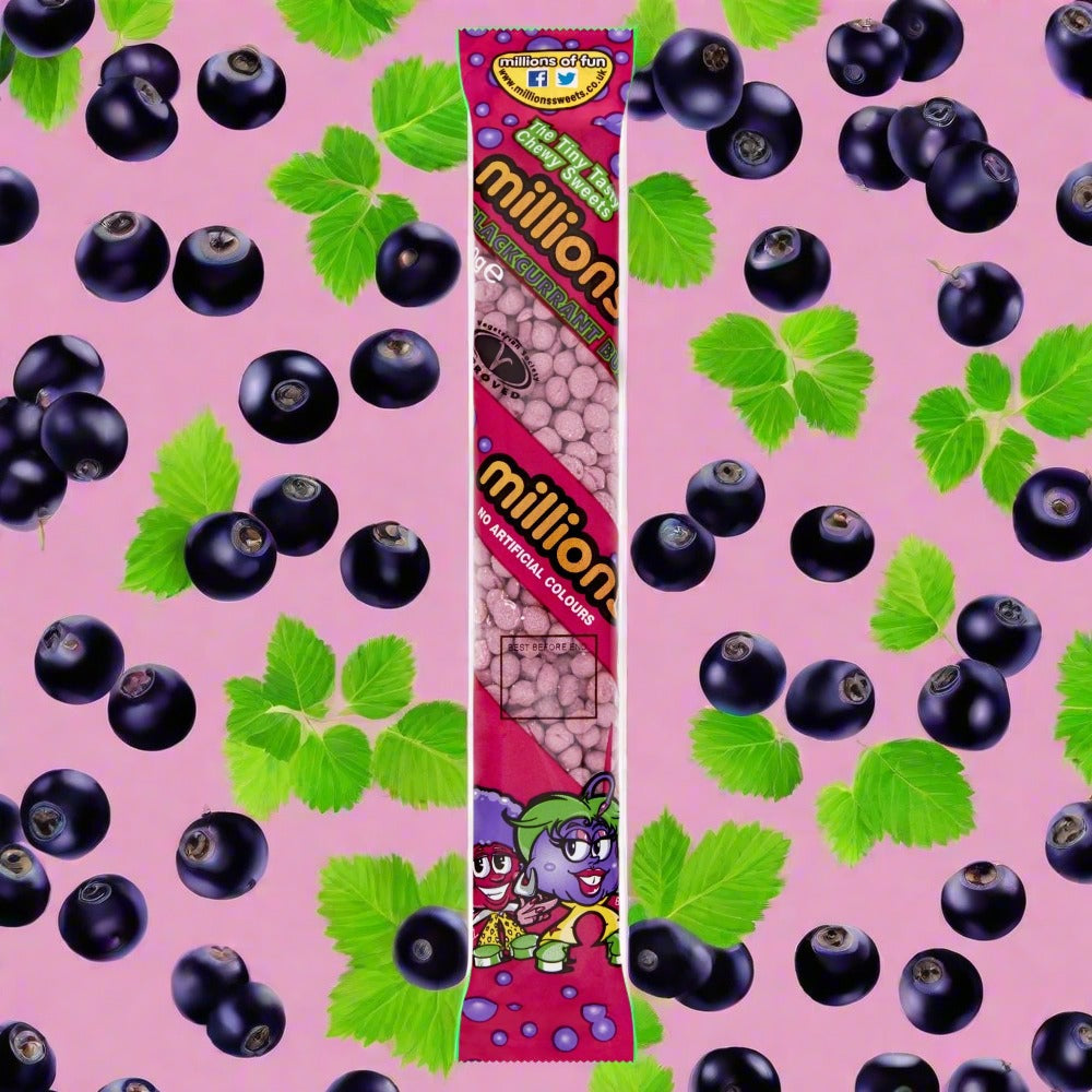 Buy Millions Blackcurrant Buzz Tubes 55g at SnacksOnline.co.uk | Snacks ...