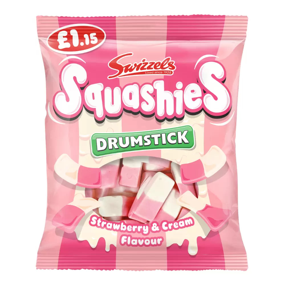 Swizzels Squashies Drumstick Strawberry & Cream Flavour Bag 120g £1.15 PMP