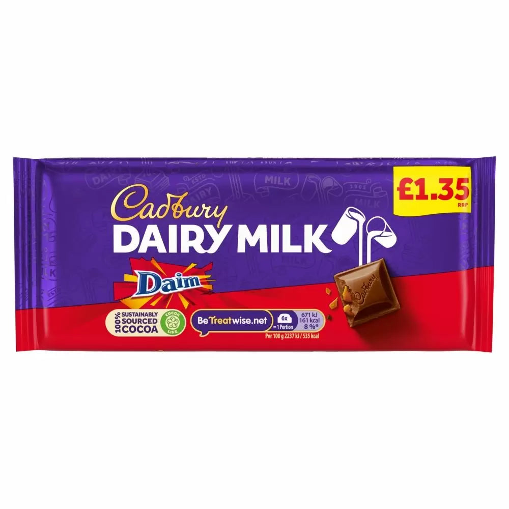 Cadbury Dairy Milk Daim Chocolate Bar 120g £1.35 PMP