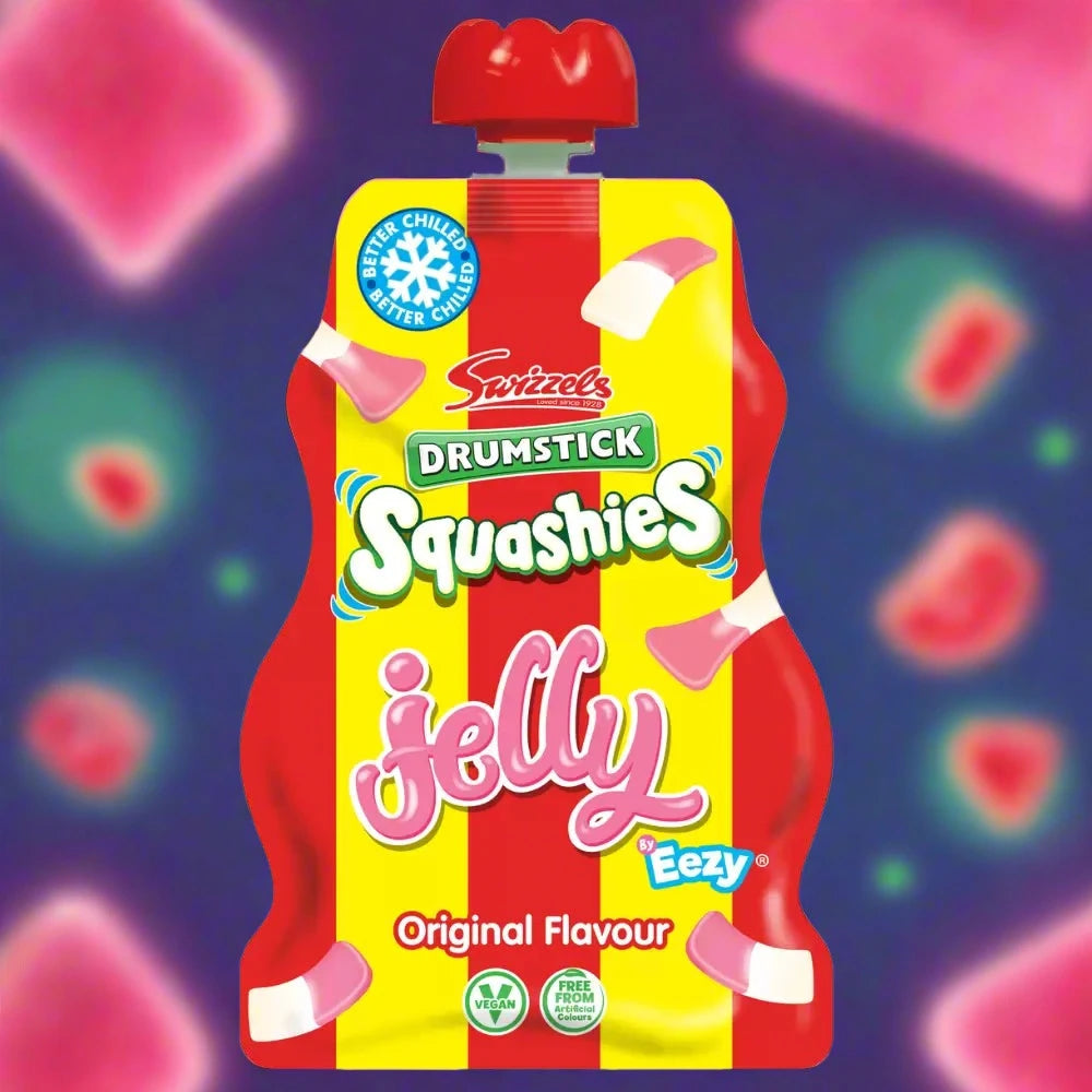 Swizzels Drumsticks Squashies Original Raspberry & Milk Jelly Pouch 80g