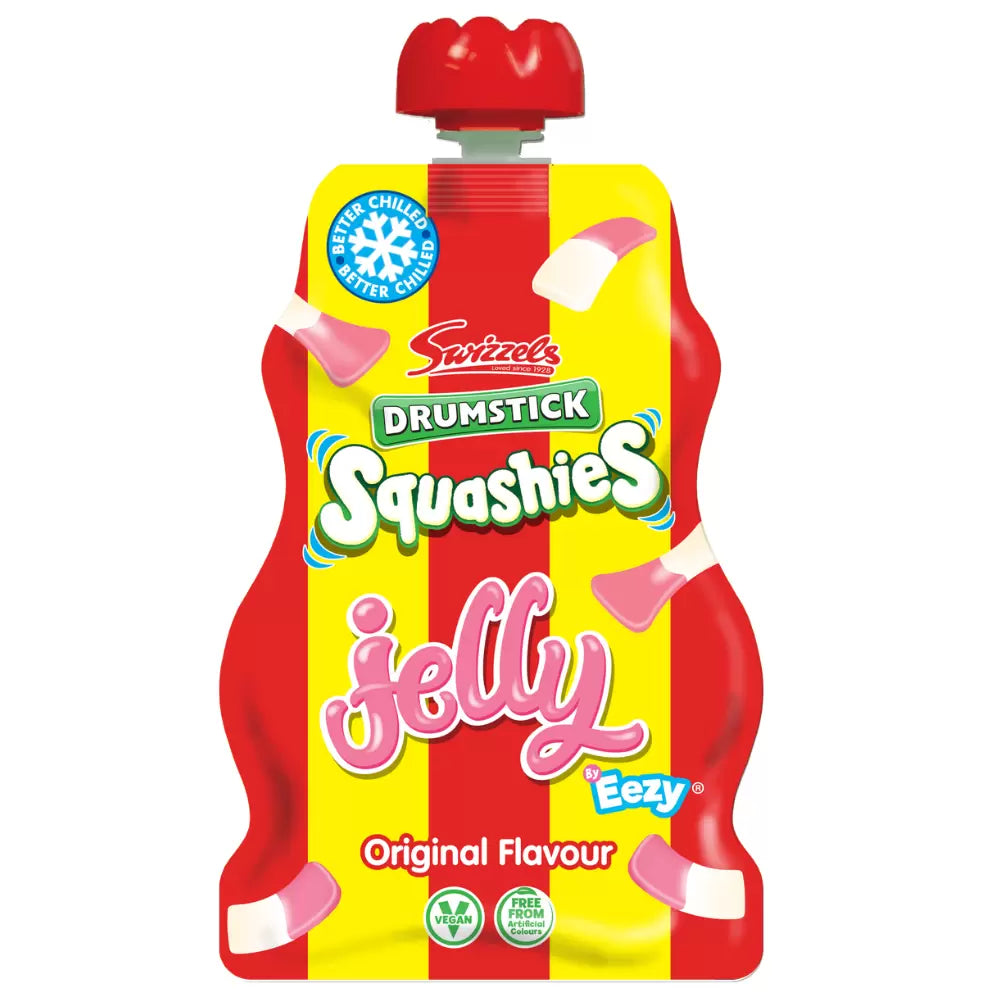 Swizzels Drumsticks Squashies Original Raspberry & Milk Jelly Pouch 80g