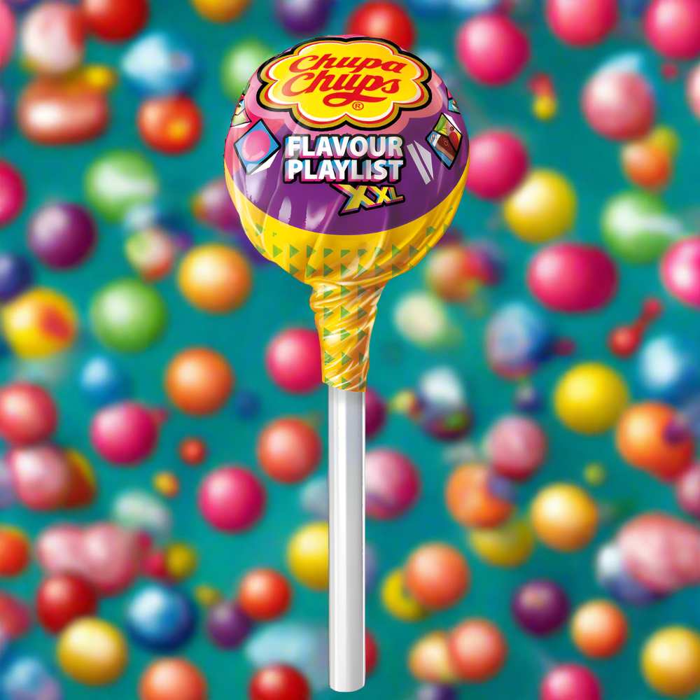 Chupa Chups Flavour Playlist XXL Lollipop 29g 5 Flavours & Bubblegum Centre