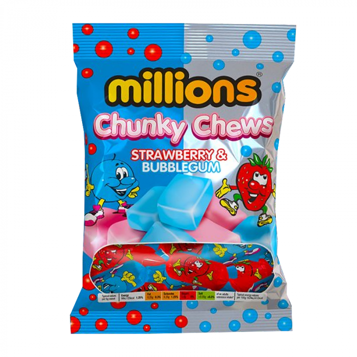 Millions Strawberry & Bubblegum Chews Bag 120g