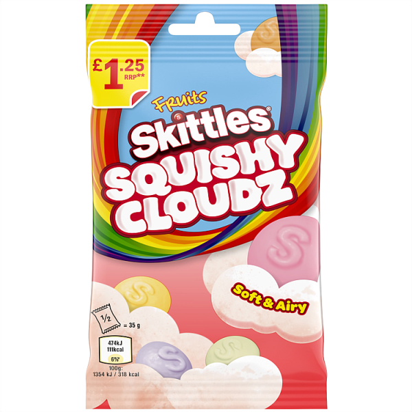 Skittles Squishy Cloudz Fruit Sweets Treat Bag 70g 