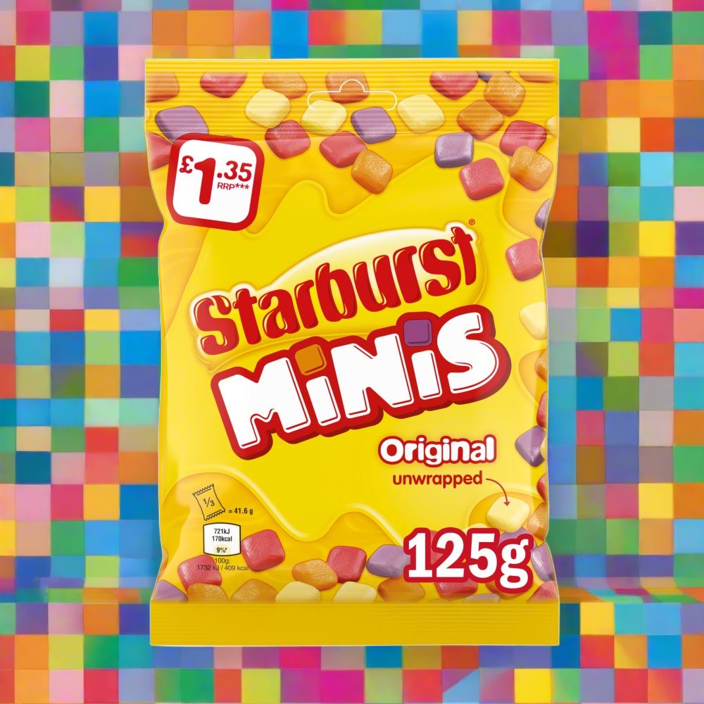 Starburst Minis Vegan Chewy Sweets Fruit Flavoured Treat Bag £1.35 PMP 125g