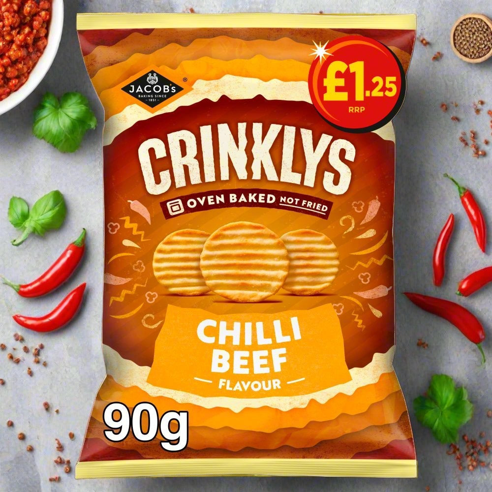Jacob's Crinklys Chilli Beef Snacks 90g PMP £1.25