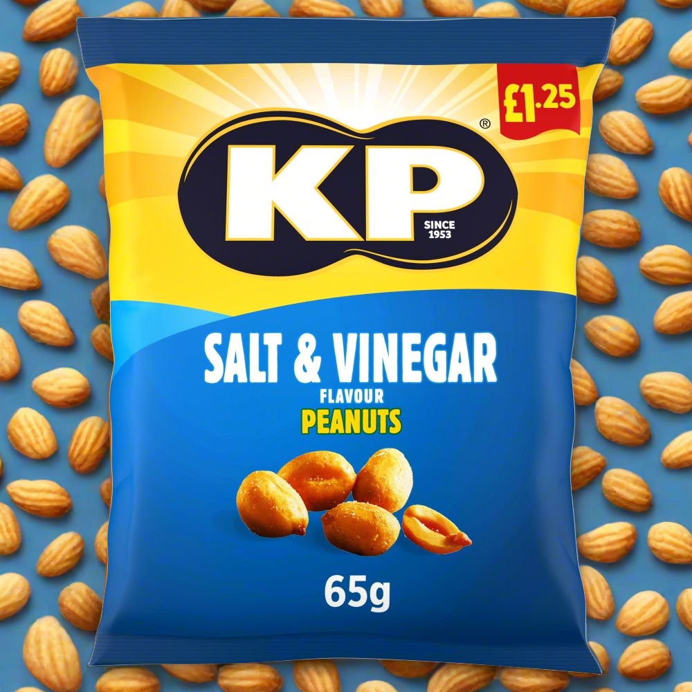 KP Salt & Vinegar Peanuts 65g, £1.25 PMP