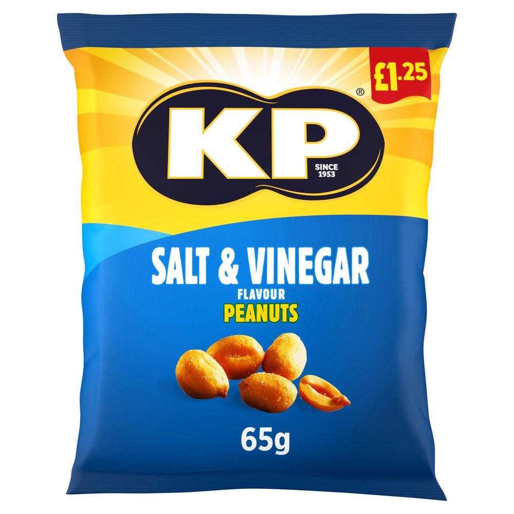 KP Salt & Vinegar Peanuts 65g, £1.25 PMP