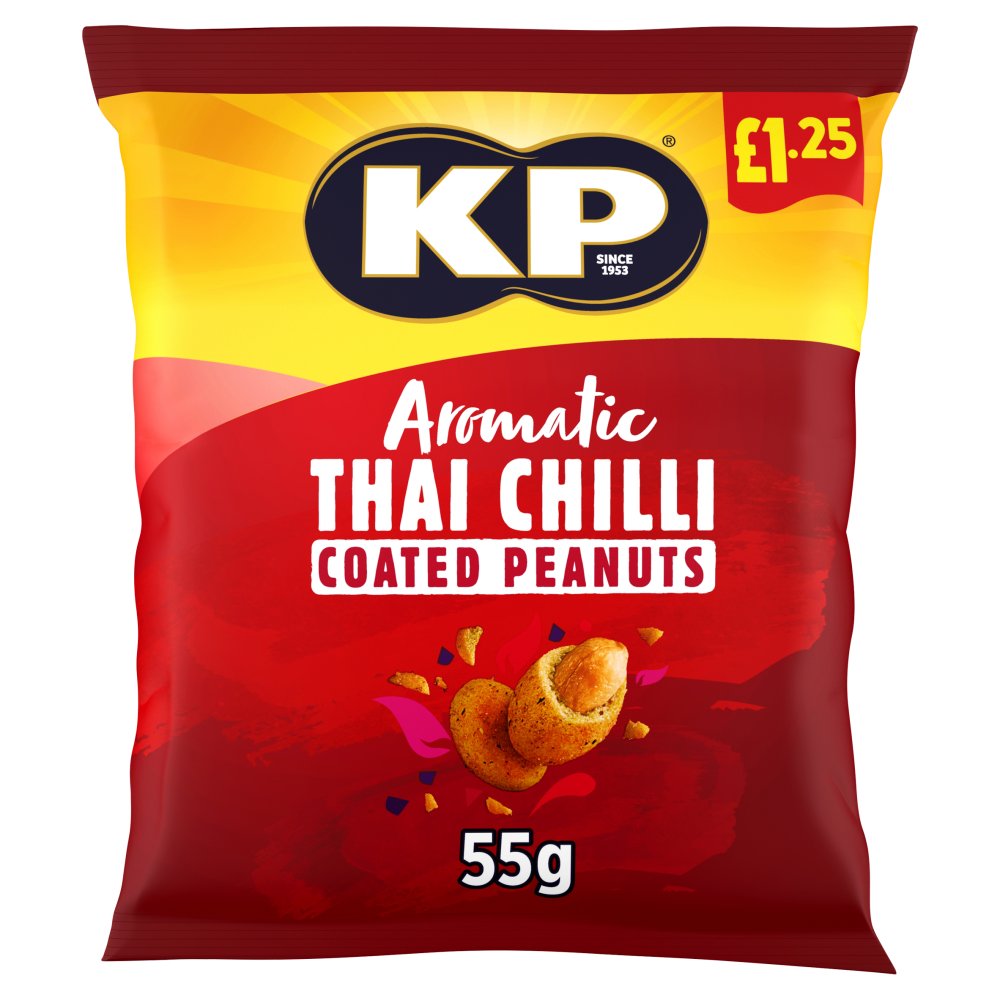 KP Aromatic Thai Chilli Coated Peanuts 55g, £1.25 PMP