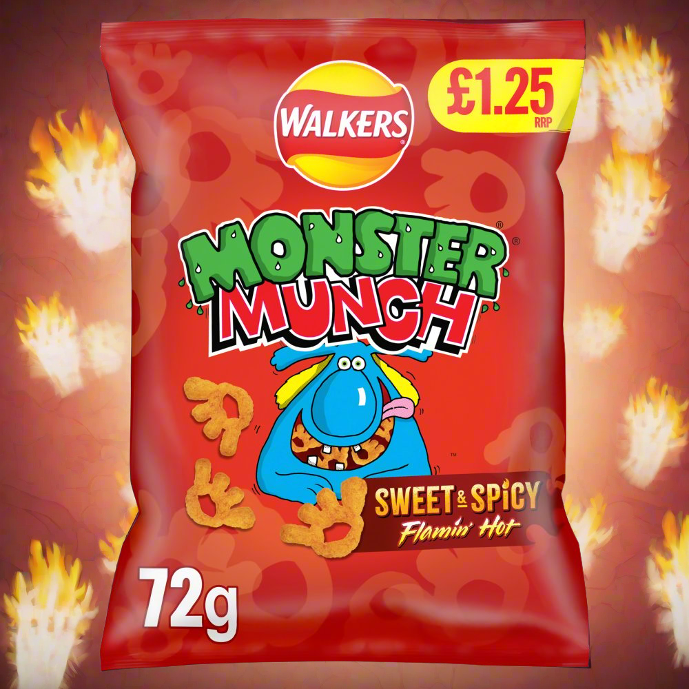 Walkers Monster Munch Sweet & Spicy Snacks Crisps £1.25 RRP PMP 72g
