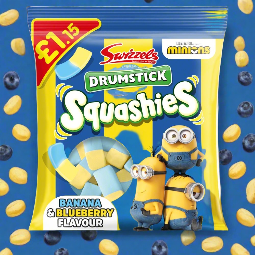 Swizzels Minions Drumstick Squashies Banana & Blueberry 110g