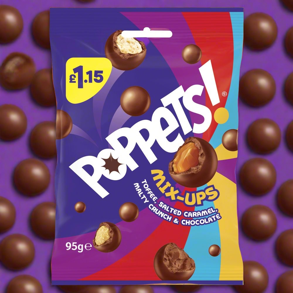 Poppets Mix-Ups Toffee, Salted Caramel, Malty Crunch & Chocolate 95g