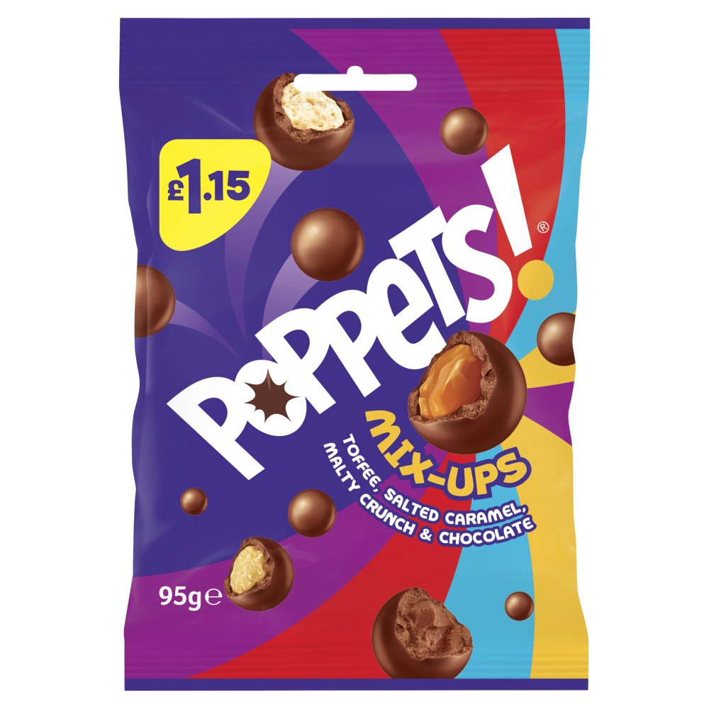 Poppets Mix-Ups Toffee, Salted Caramel, Malty Crunch & Chocolate 95g