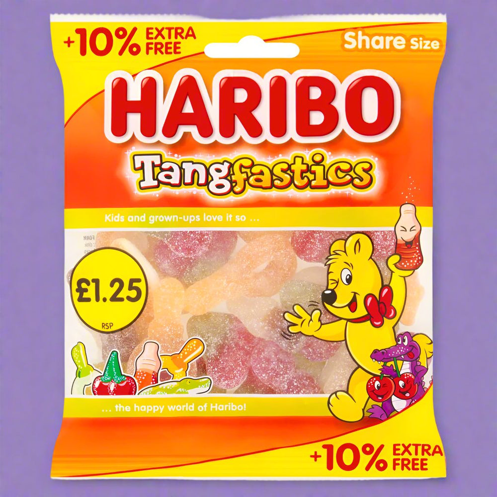 Haribo Tangfastics Fruit & Cola Flavour Fizzy Jelly Sweets Sharing Bag 154g