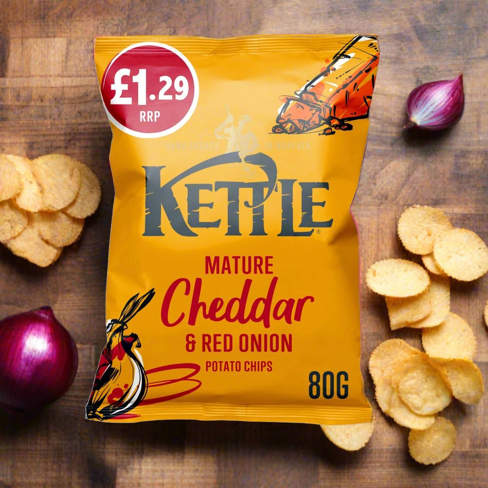Kettle Chips Mature Cheddar & Red Onion Crisps  £1.29 80g