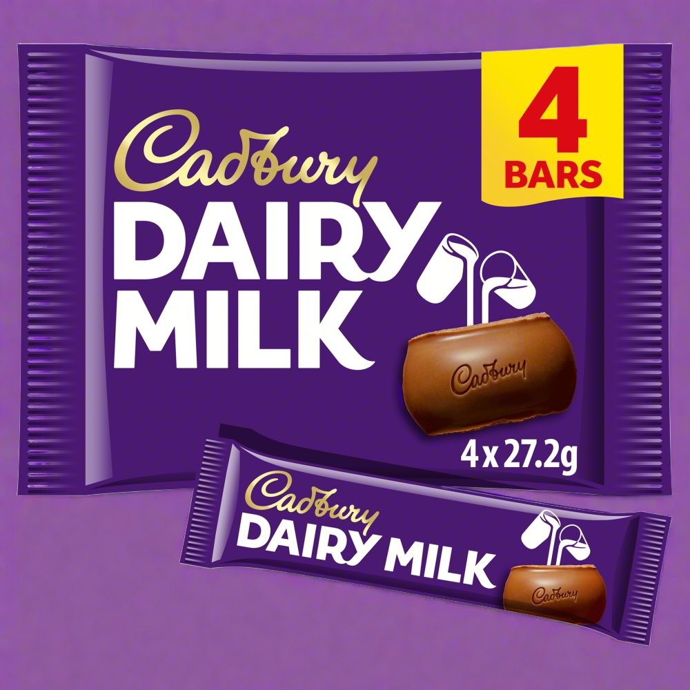 Cadbury Dairy Milk Chocolate Bar 4 Pack 108.8g