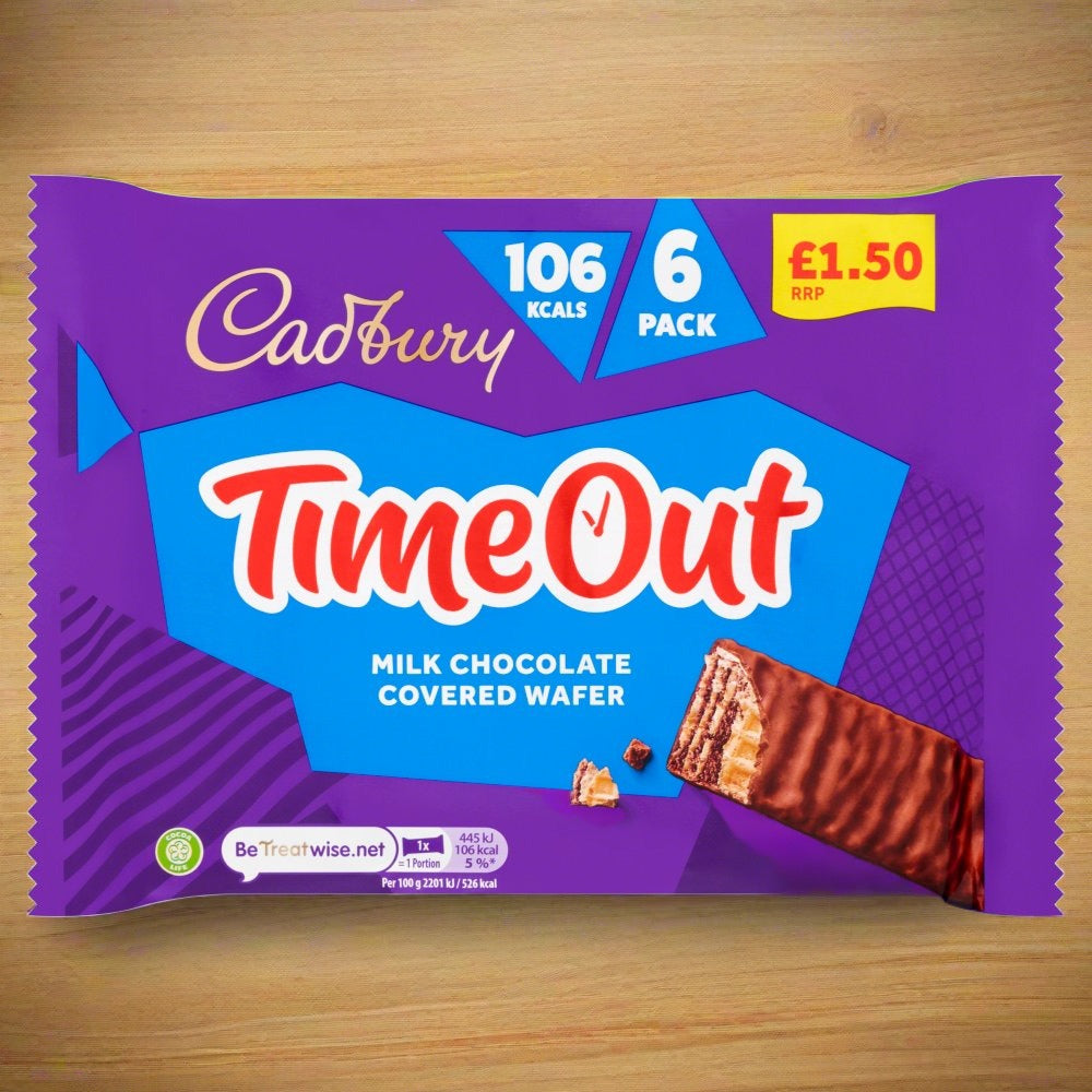 Cadbury Timeout Milk Chocolate Wafer Biscuits 6 Pack £1.50 PMP 121.2g