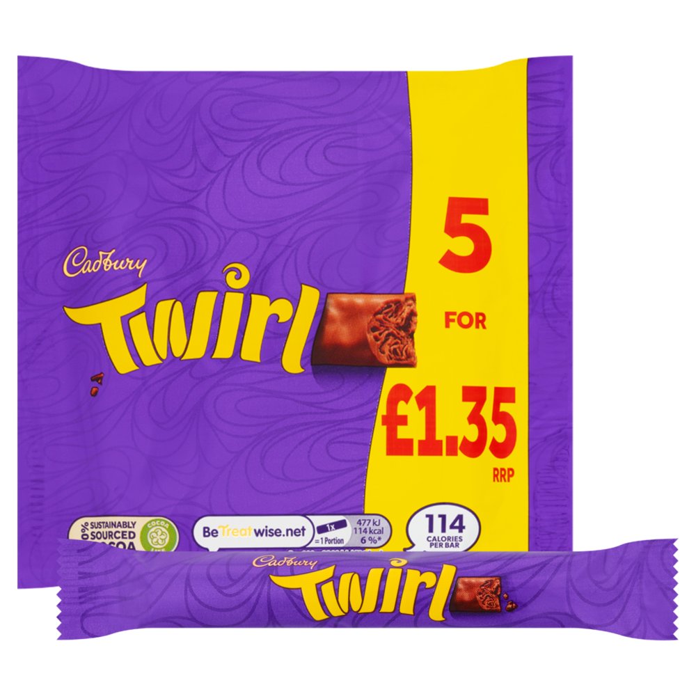Cadbury Twirl Chocolate Bar 5 Pack 107.5g £1.35