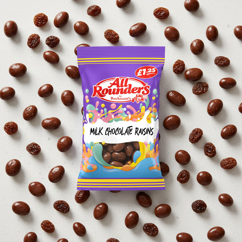 Buy All Rounders By Buchanan's Chocolate Raisins 75g at SnacksOnline.co.uk