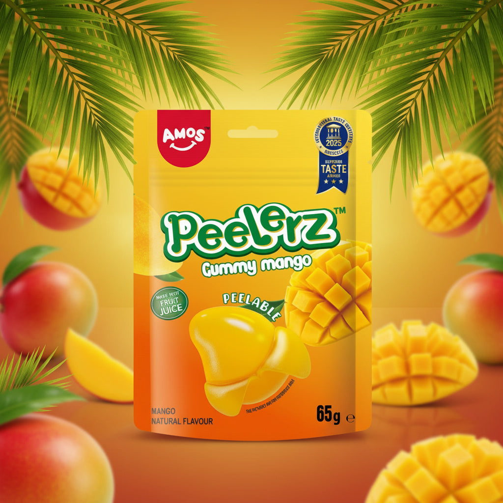 Amos Peelerz Gummy Mango Flavour Pouch 65g