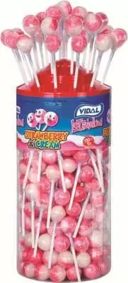 Vidal Lotta Lollies Strawberry & Cream Lollipop Single