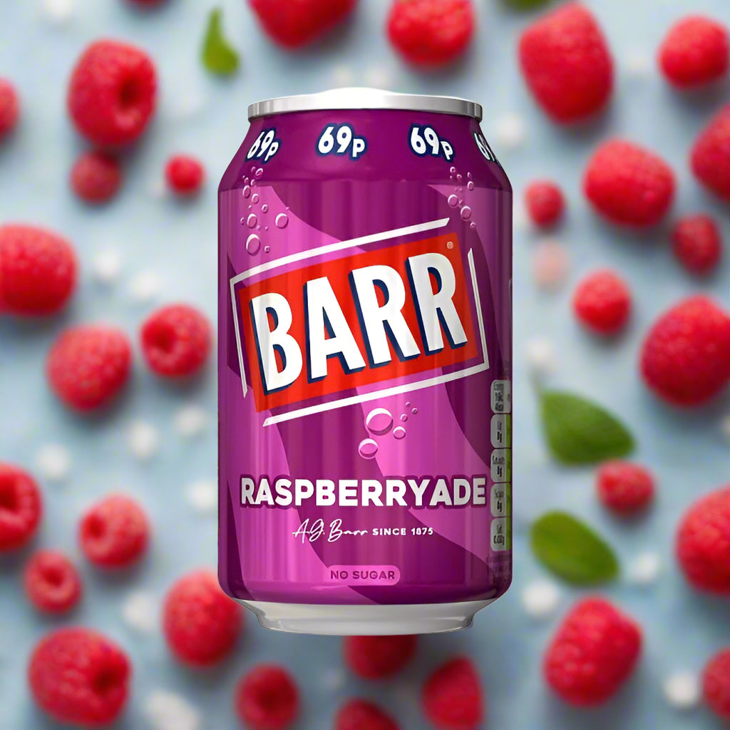 Buy Barr Raspberryade 330ml Can at SnacksOnline.co.uk