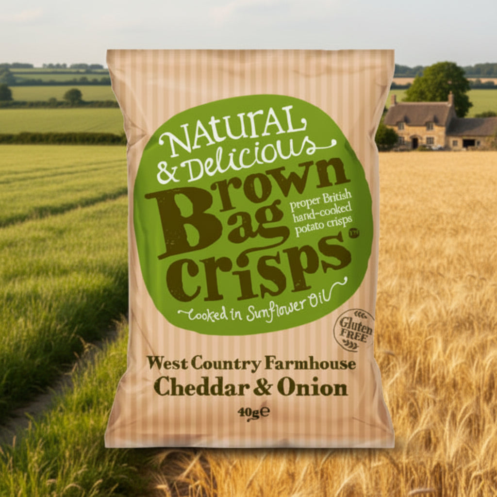 Brown Bag Crisps Farmhouse Cheddar & Onion Flavour Crisps 40g