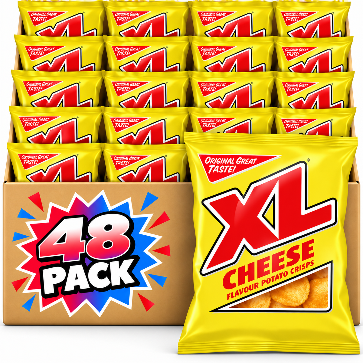 XL Cheese Flavour Potato Crisps 32.5g 48 Pack BBE 10/10/26