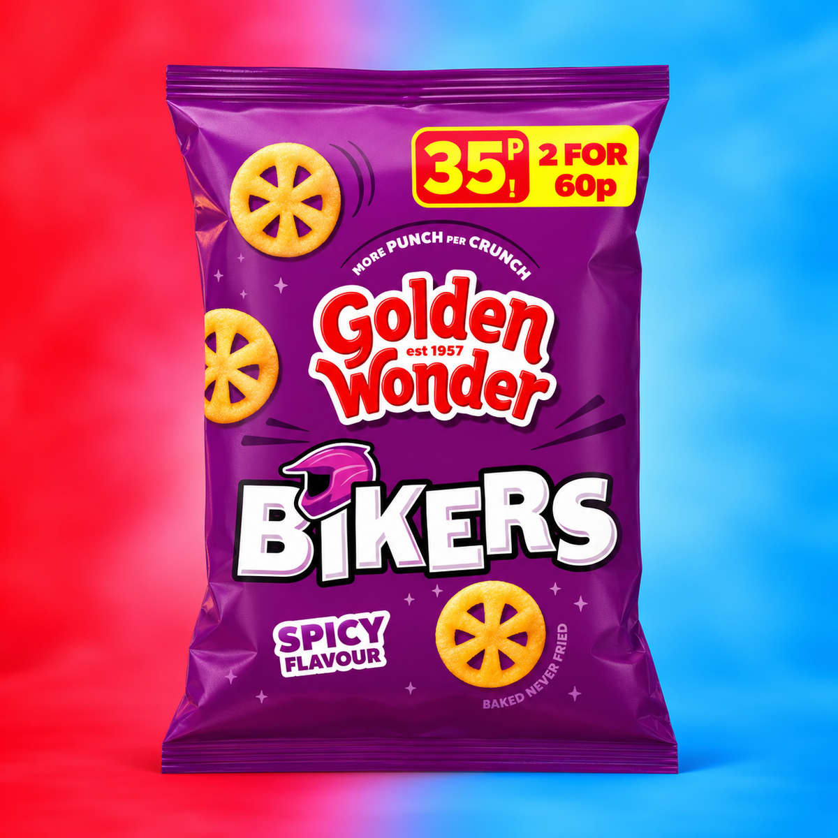 Golden Wonder Spicy Bikers Spicy Flavour Corn Snacks 22g Single Packet