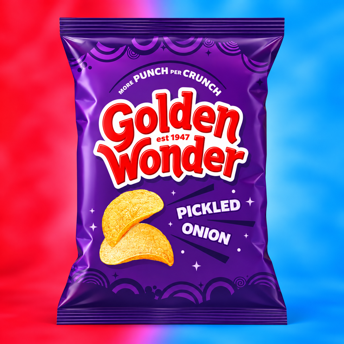 Golden Wonder Fully Flavoured Pickled Onion Crisps 32.5g Single Packet