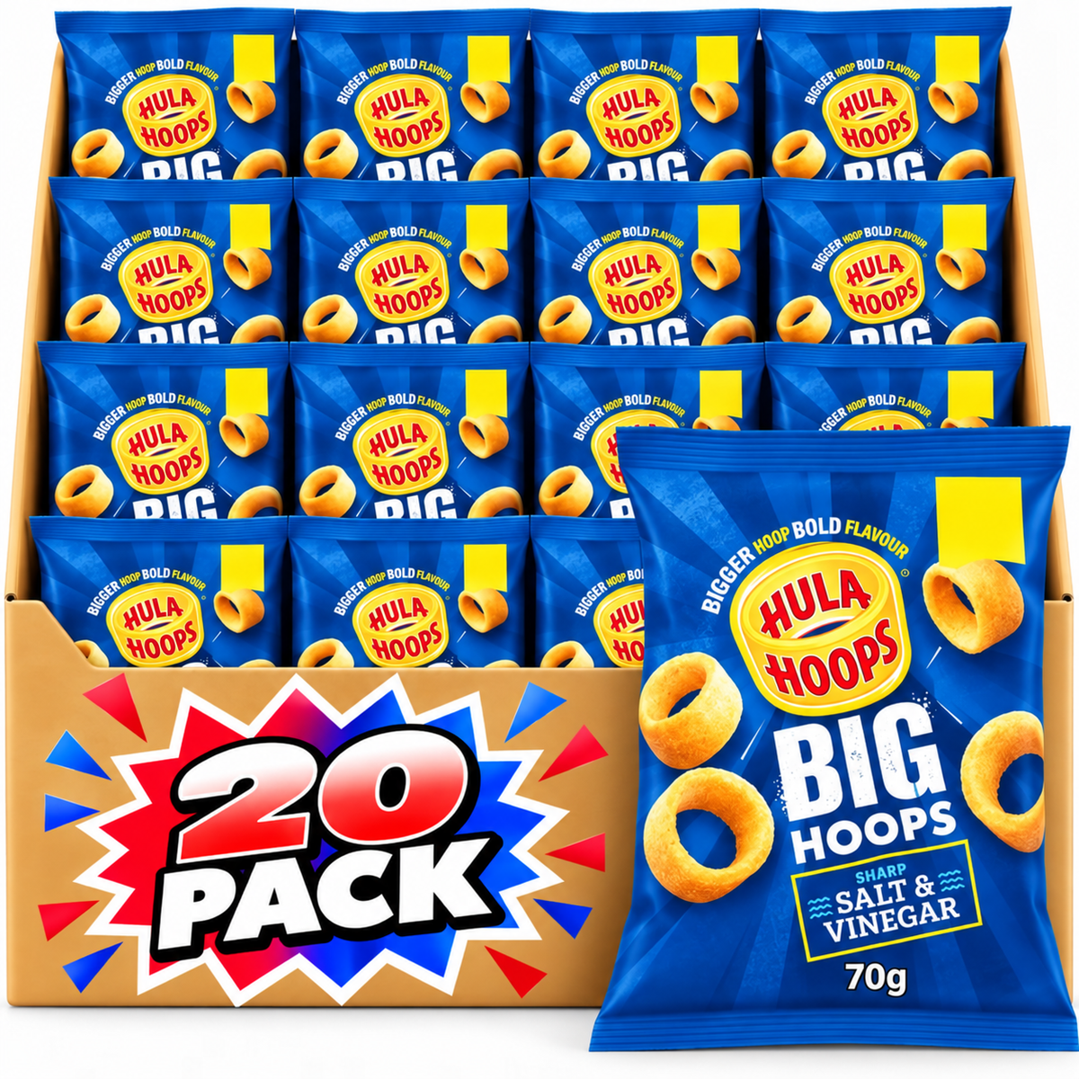 Hula Hoops Big Hoops Salt & Vinegar Crisps 70g - 20 Pack