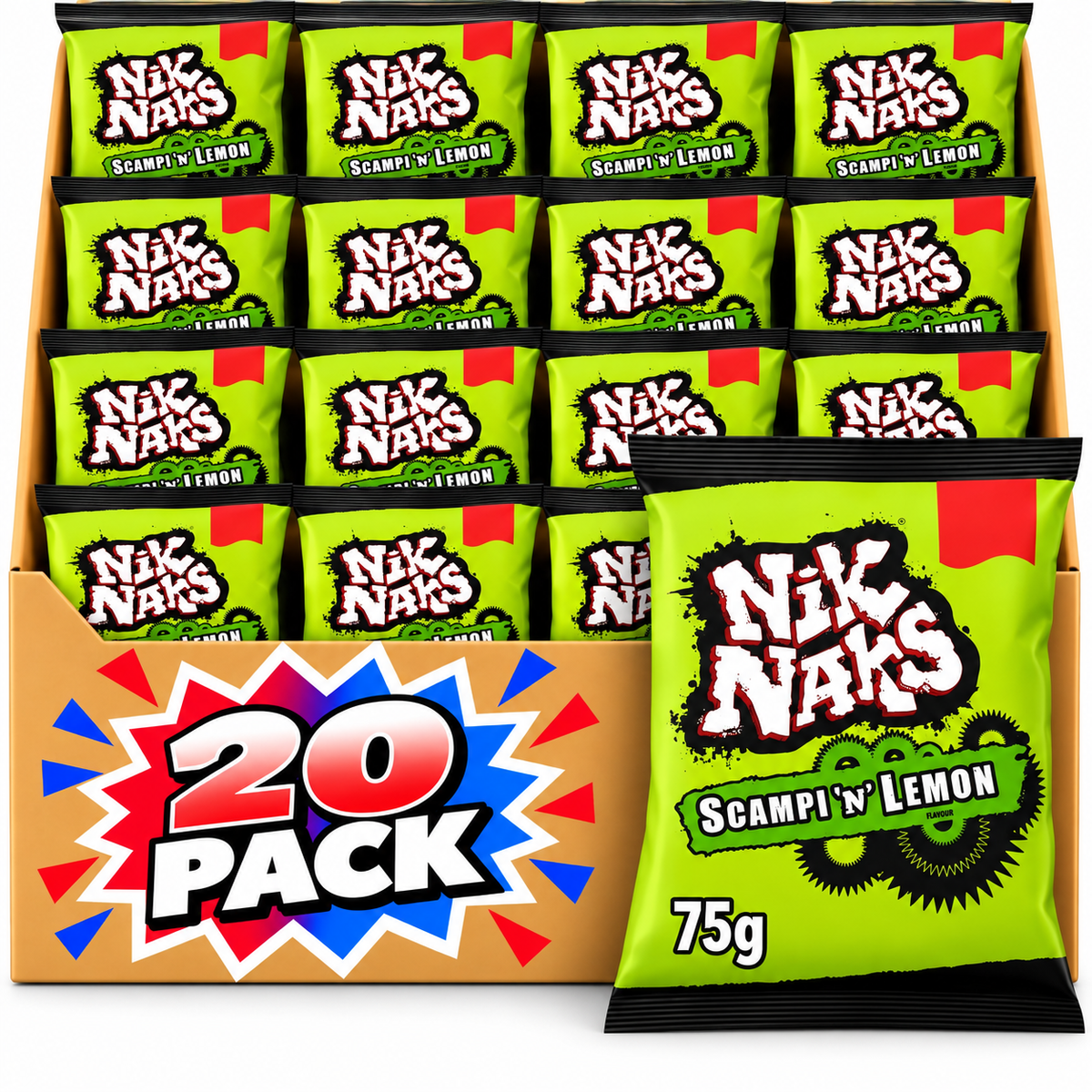 Nik Naks Scampi 'N' Lemon 75g – 20 Pack